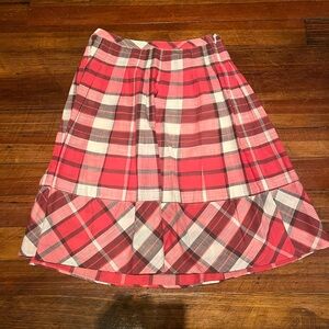 Talbots Red and White Plaid A-Line Skirt